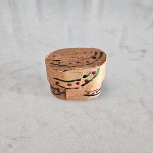 VINTAGE SMALL HANDMADE COVERED WICKER BOX FOR TRINKETS OR GUATEMALAN WORRY DOLLS